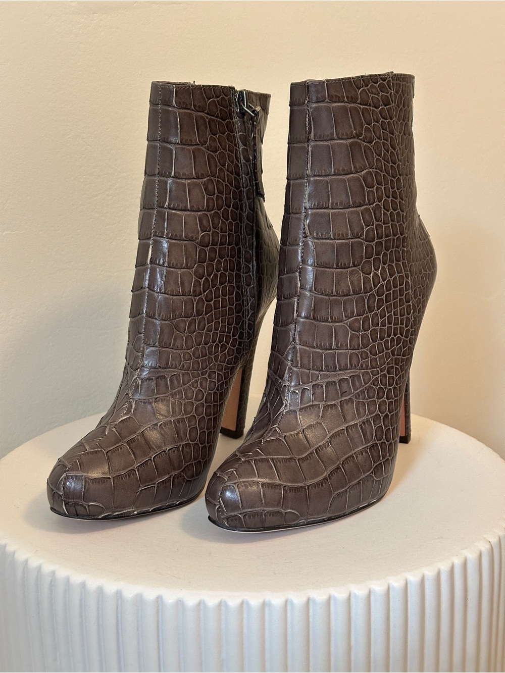 Jean Michael-Cazabat Brown Crocodile-Embossed Ankle Boots size 38